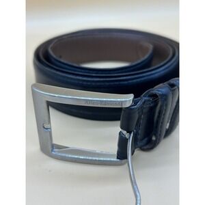 Allen‎ Edmonds Black Calfskin Leather Dress Belt Silver Buckle Size 46 USA 39501